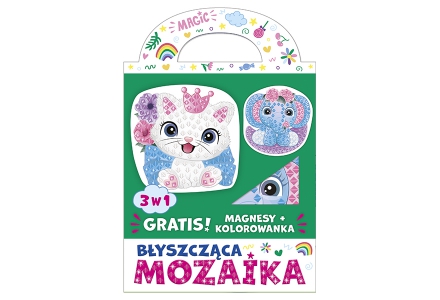 BŁYSZCZĄCA MOZAIKA 3w1 - KOTEK I SŁONIK + gratis kolorowanka