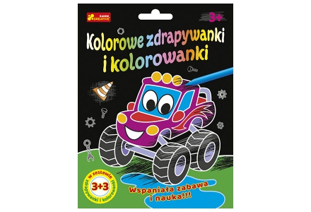 Kolorowe zdrapywanki & kolorowanki - Autka i dinuś